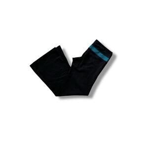 Lululemon Groove Flare Leg Pull-on Pants Black Blue Stripe Band Activewear ~14